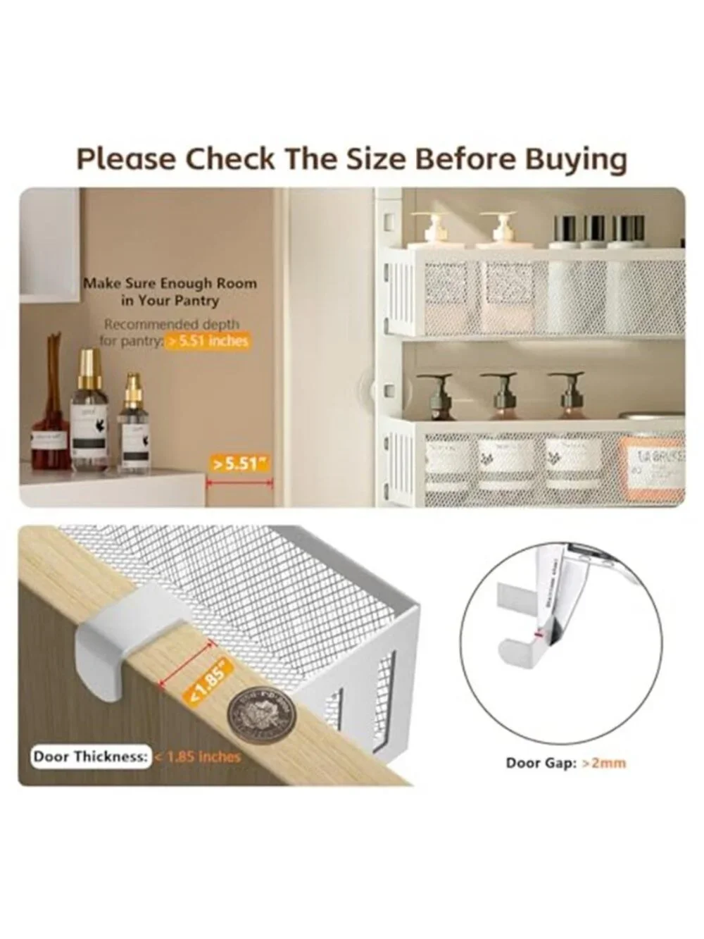 Over The Door Organizer Rack Metal Pantry Storage Adjustable Kitchen Bathroom